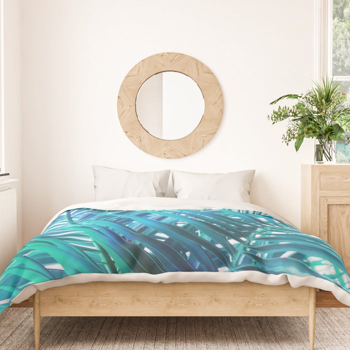 Turquoise Palm Leaves Duvet Cover Gallery Image 3