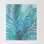 Turquoise Palm Leaves Throw Blanket Gallery Image 2