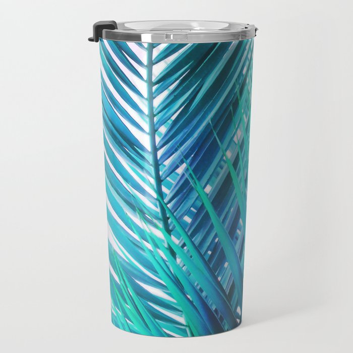 Turquoise Palm Leaves Travel Mug Gallery Image 3