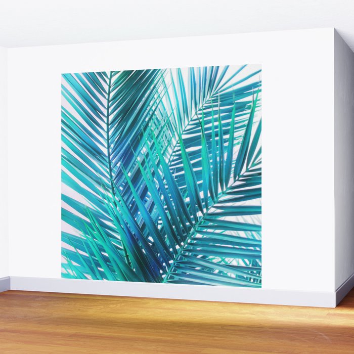 Turquoise Palm Leaves Wall Mural Gallery Image 2