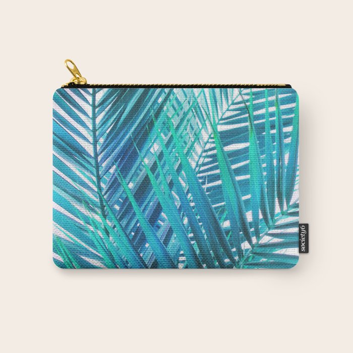 Turquoise Palm Leaves Carry All Pouch Gallery Image 1