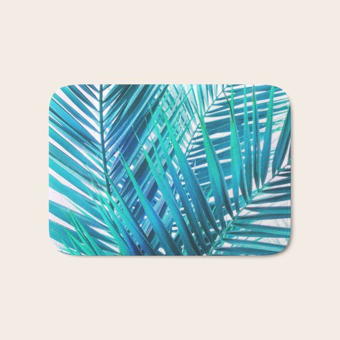 Turquoise Palm Leaves Bath Mat Gallery Image 1