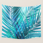 Turquoise Palm Leaves Wall Tapestry Gallery Image 4