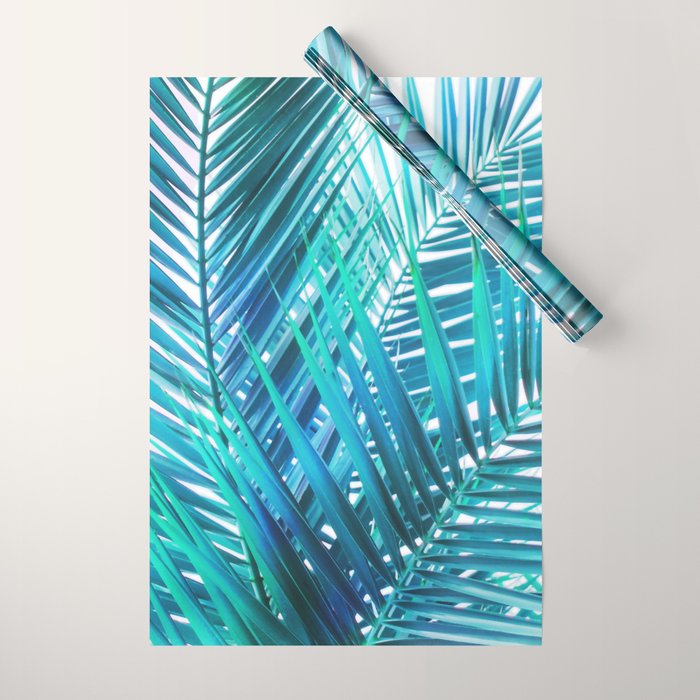 Turquoise Palm Leaves Wrapping Paper Gallery Image 1