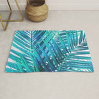 Turquoise Palm Leaves Rug Gallery Image 1