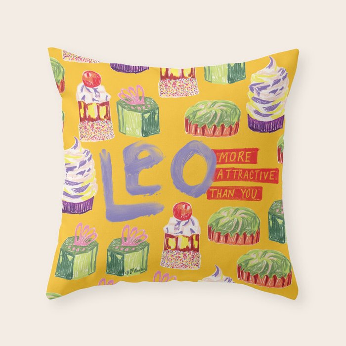 Leo Birthday Treats in Orange | Zodiac Series Throw Pillow Gallery Image 1