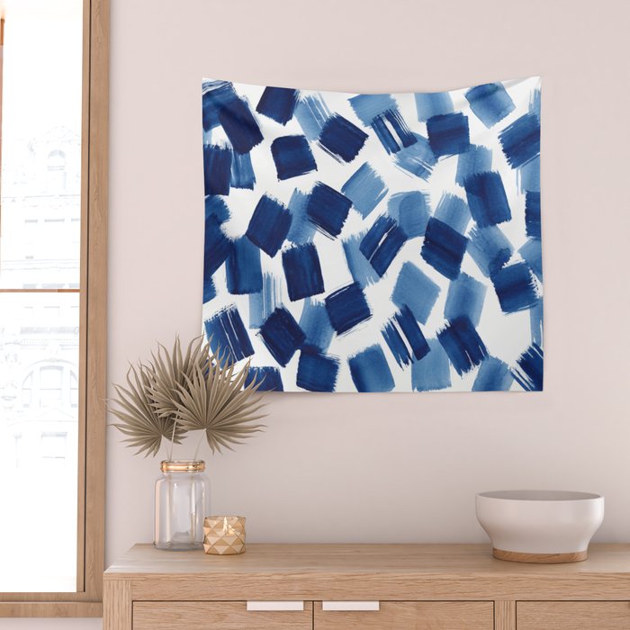 Indigo Brush Strokes | No.1 Wall Tapestry Gallery Image 2