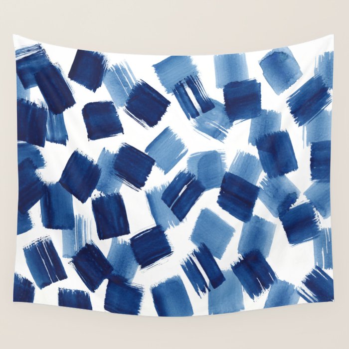Indigo Brush Strokes | No.1 Wall Tapestry Gallery Image 4
