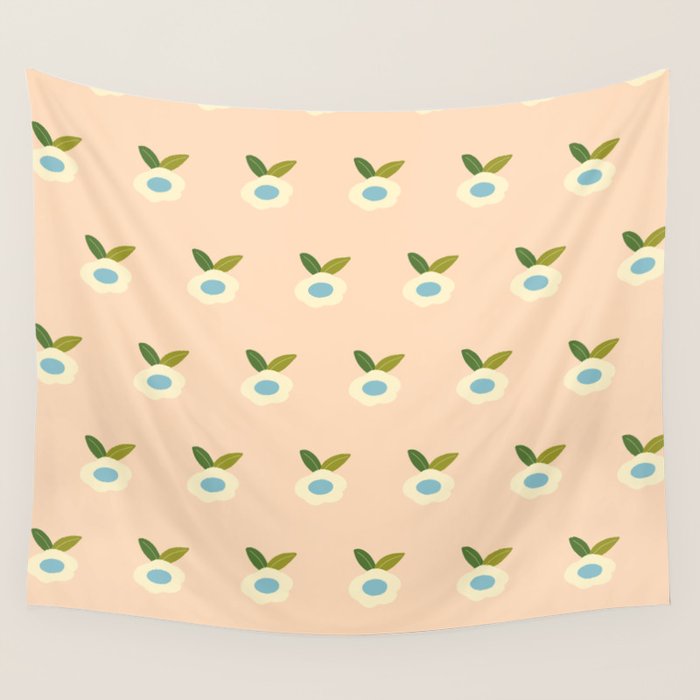 Simple Peach Floral - small flowers Wall Tapestry Gallery Image 4
