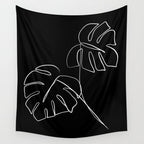 Monstera minimal - black Wall Tapestry Gallery Image 4