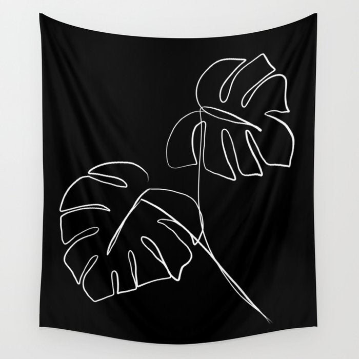 Monstera minimal - black Wall Tapestry Gallery Image 4