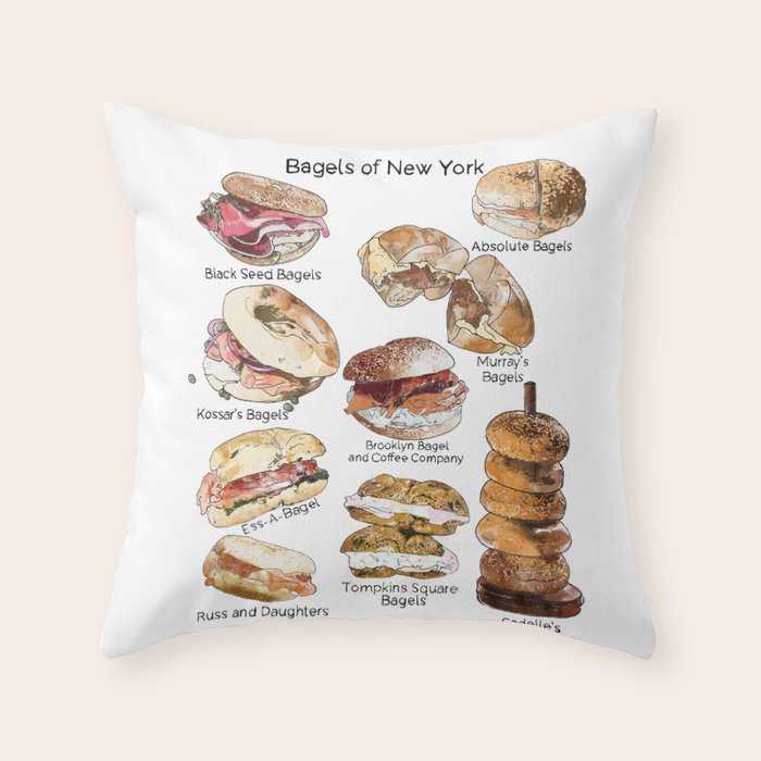 Bagels of New York City Throw Pillow Gallery Image 1
