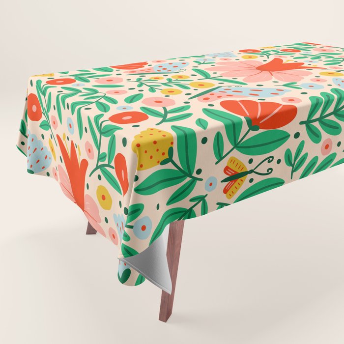 Whimsical Floral - colorful garden  Tablecloth Gallery Image 1