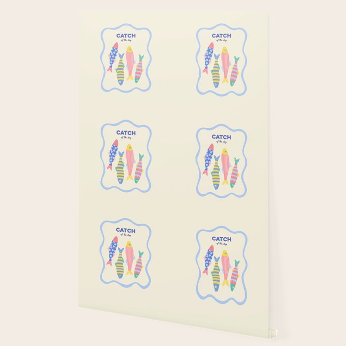  Catch of the Day - Playful Retro Sardine in fun stripes and dots Wallpaper Gallery Image 2