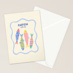  Catch of the Day - Playful Retro Sardine in fun stripes and dots Stationery Card Gallery Image 2