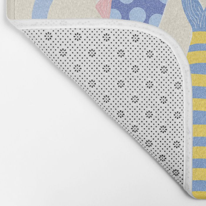  Catch of the Day - Playful Retro Sardine in fun stripes and dots Bath Mat Gallery Image 2