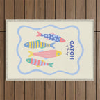  Catch of the Day - Playful Retro Sardine in fun stripes and dots Outdoor Rug Gallery Image 1