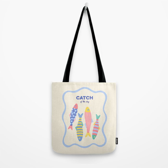  Catch of the Day - Playful Retro Sardine in fun stripes and dots Tote Bag Gallery Image 2