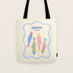  Catch of the Day - Playful Retro Sardine in fun stripes and dots Tote Bag Gallery Image 1