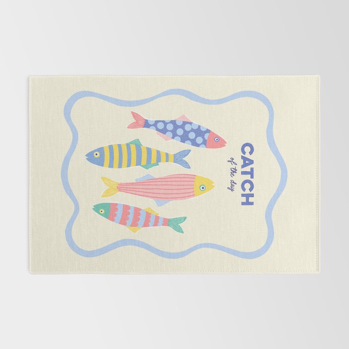  Catch of the Day - Playful Retro Sardine in fun stripes and dots Rug Gallery Image 2