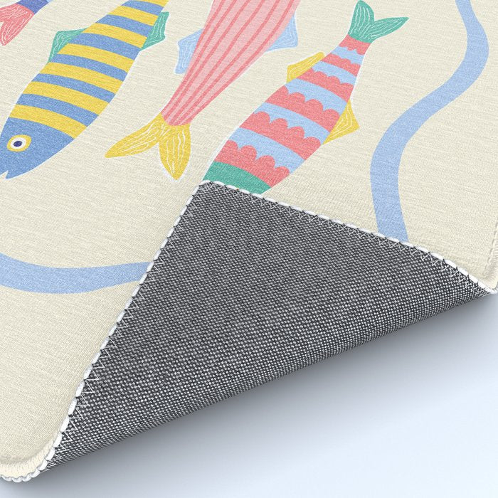  Catch of the Day - Playful Retro Sardine in fun stripes and dots Rug Gallery Image 4