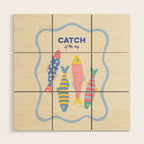  Catch of the Day - Playful Retro Sardine in fun stripes and dots Wood Wall Art Gallery Image 1