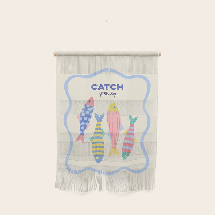  Catch of the Day - Playful Retro Sardine in fun stripes and dots Wall Hanging Gallery Image 1
