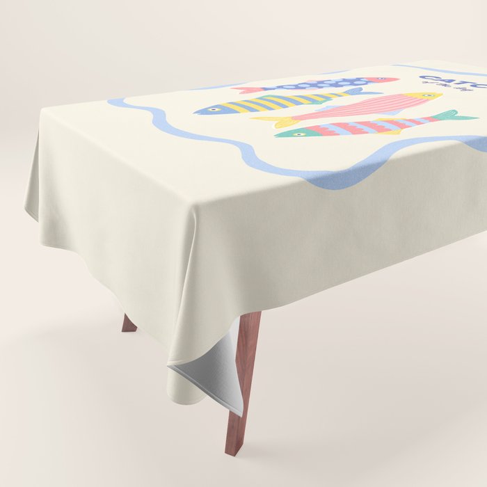  Catch of the Day - Playful Retro Sardine in fun stripes and dots Tablecloth Gallery Image 1