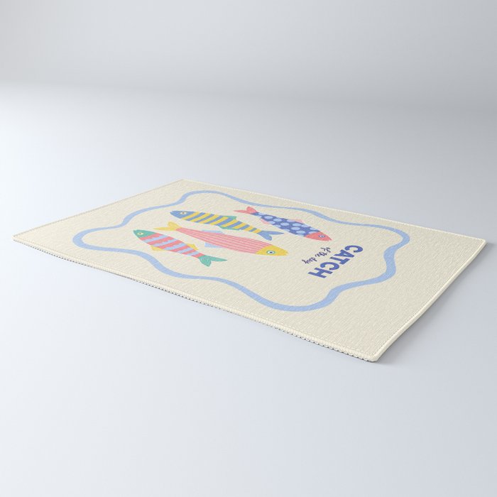  Catch of the Day - Playful Retro Sardine in fun stripes and dots Rug Gallery Image 3