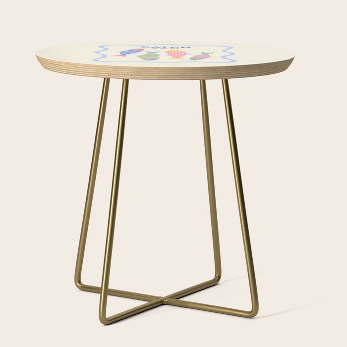 Catch of the Day - Playful Retro Sardine in fun stripes and dots Side Table Gallery Image 1