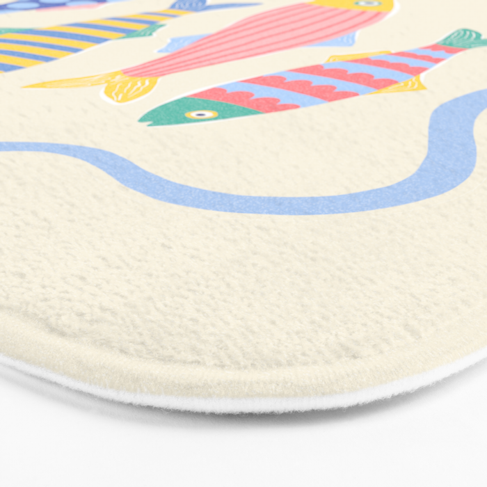 Catch of the Day - Playful Retro Sardine in fun stripes and dots Bath Mat Gallery Image 3