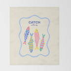  Catch of the Day - Playful Retro Sardine in fun stripes and dots Throw Blanket Gallery Image 2