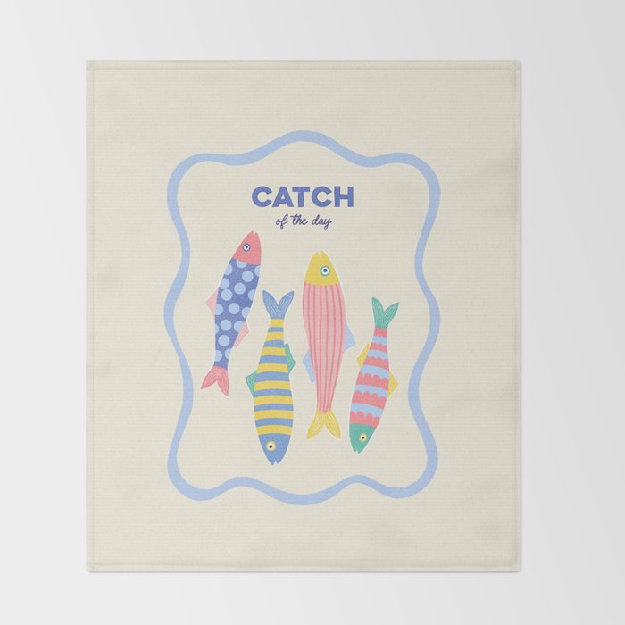  Catch of the Day - Playful Retro Sardine in fun stripes and dots Throw Blanket Gallery Image 2