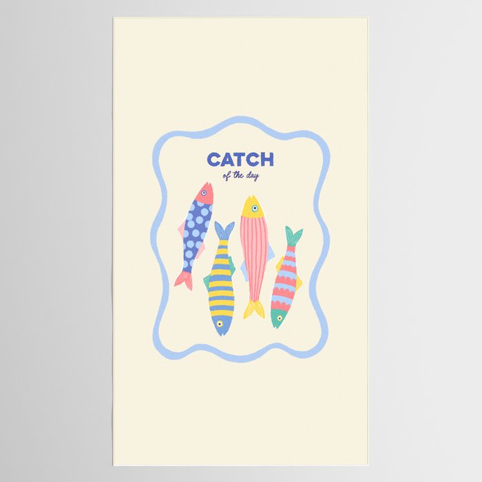  Catch of the Day - Playful Retro Sardine in fun stripes and dots Tablecloth Gallery Image 2