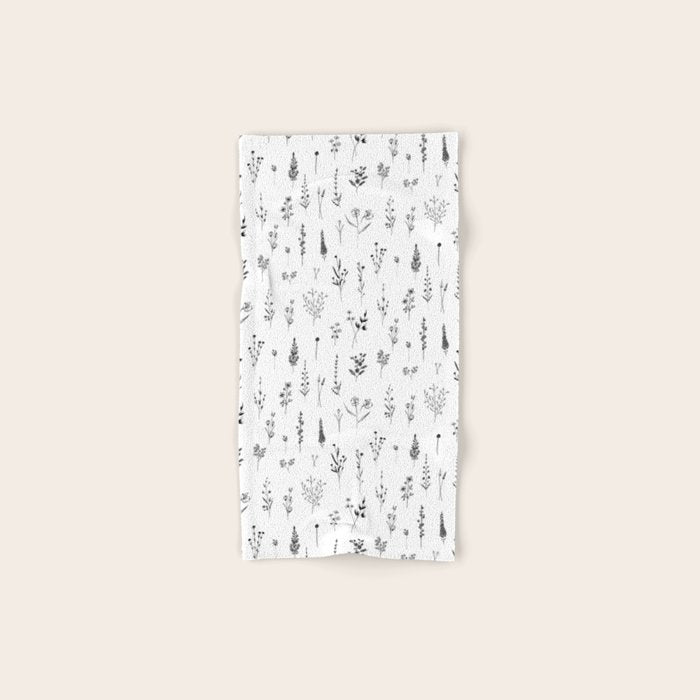 White Wildflowers Pattern Bath Towel Gallery Image 1