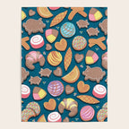 Mexican Sweet Bakery Frenzy // turquoise background // pastel colors pan dulce Poster Gallery Image 4