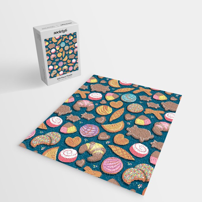 Mexican Sweet Bakery Frenzy // turquoise background // pastel colors pan dulce Jigsaw Puzzle Gallery Image 2