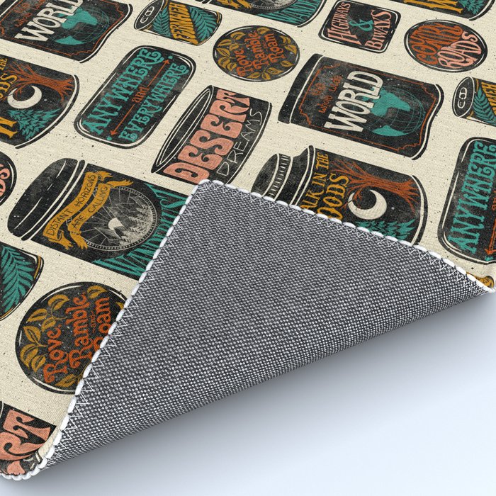 Vagabondâs Cupboard - black and cream with red, gold, teal, and peach Rug Gallery Image 4
