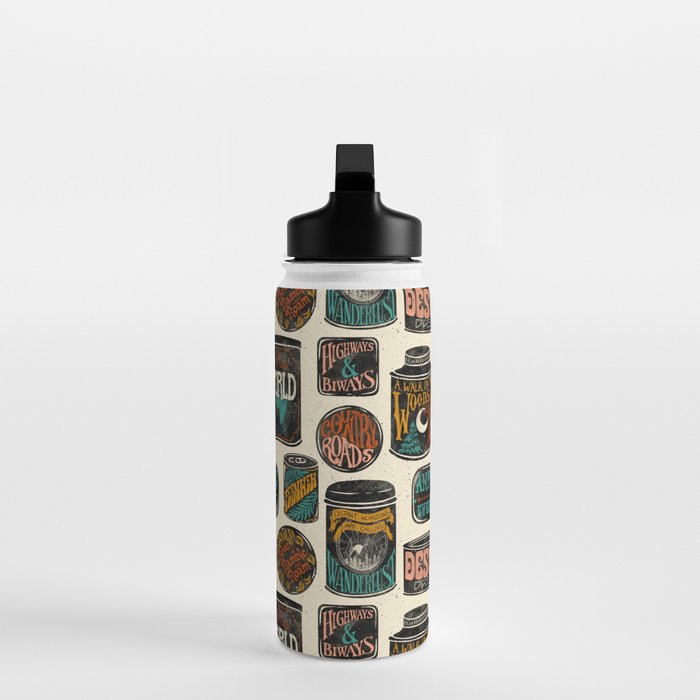 Vagabondâs Cupboard - black and cream with red, gold, teal, and peach Water Bottle Gallery Image 3