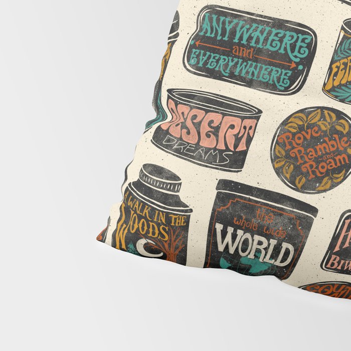 Vagabondâs Cupboard - black and cream with red, gold, teal, and peach Pillow Sham Gallery Image 4