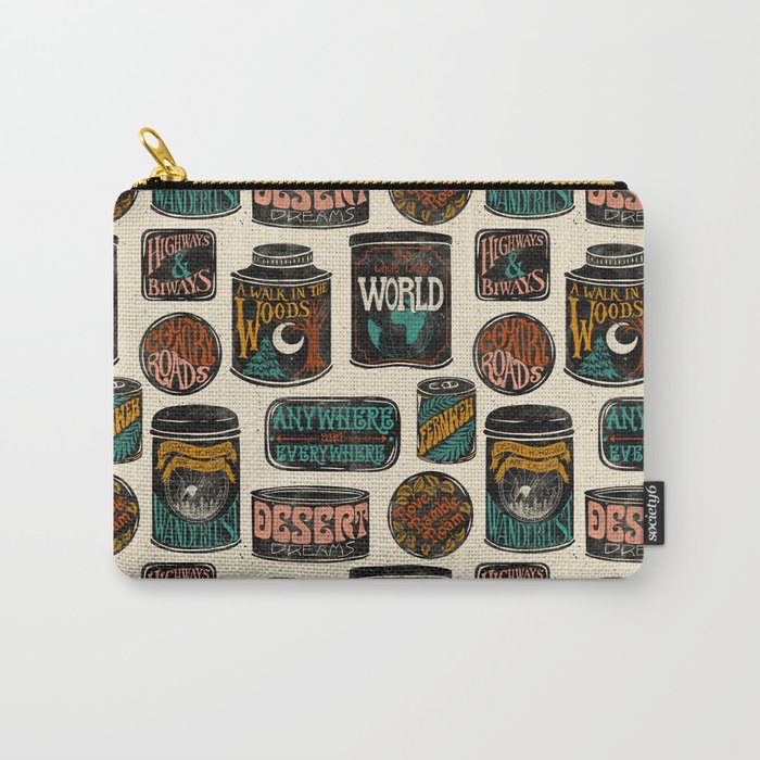 Vagabondâs Cupboard - black and cream with red, gold, teal, and peach Carry All Pouch Gallery Image 1