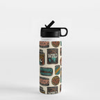 Vagabondâs Cupboard - black and cream with red, gold, teal, and peach Water Bottle Gallery Image 1