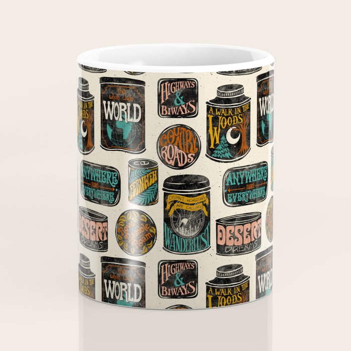 Vagabondâs Cupboard - black and cream with red, gold, teal, and peach Coffee Mug Gallery Image 4
