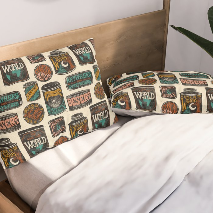 Vagabondâs Cupboard - black and cream with red, gold, teal, and peach Pillow Sham Gallery Image 2