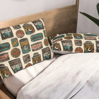 Vagabondâs Cupboard - black and cream with red, gold, teal, and peach Pillow Sham Gallery Image 2