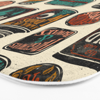 Vagabondâs Cupboard - black and cream with red, gold, teal, and peach Bath Mat Gallery Image 3