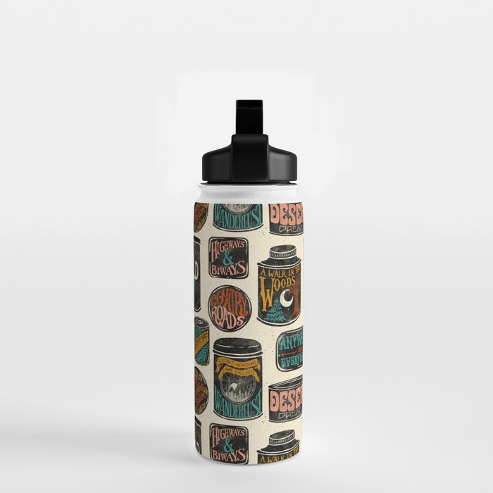 Vagabondâs Cupboard - black and cream with red, gold, teal, and peach Water Bottle Gallery Image 2