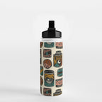Vagabondâs Cupboard - black and cream with red, gold, teal, and peach Water Bottle Gallery Image 2