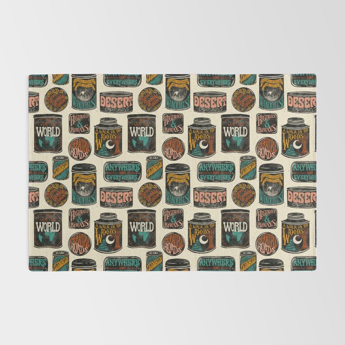 Vagabondâs Cupboard - black and cream with red, gold, teal, and peach Rug Gallery Image 2