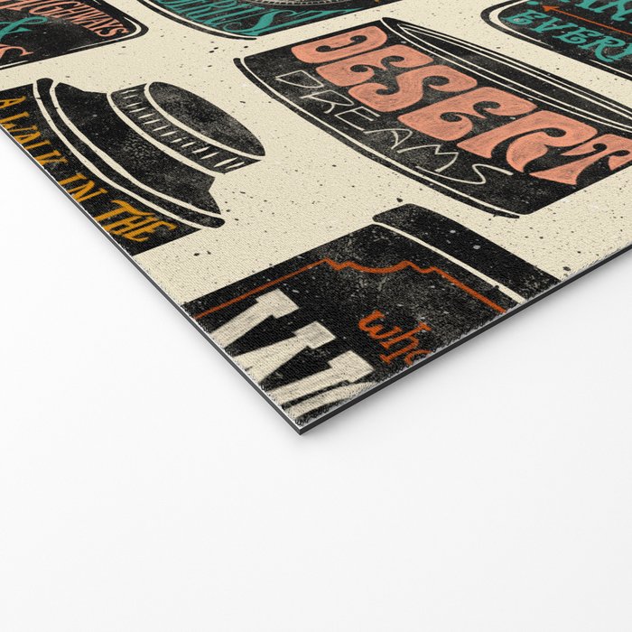 Vagabondâs Cupboard - black and cream with red, gold, teal, and peach Welcome Mat Gallery Image 2